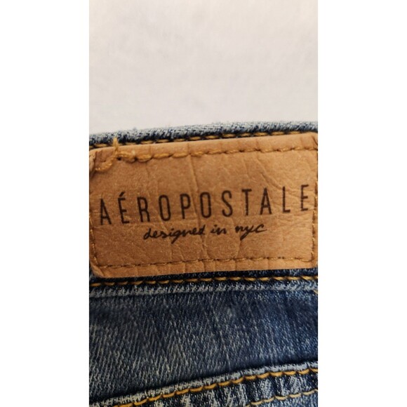 Aeropostale Jean Shorts Womens 00 Blue Cut Off Low Rise Distress Trash, Grunge, - Picture 4 of 5